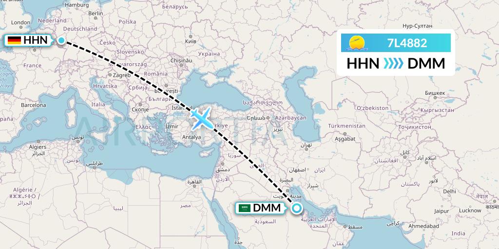 7L4882 Silk Way West Airlines Flight Map: Hahn to Dammam