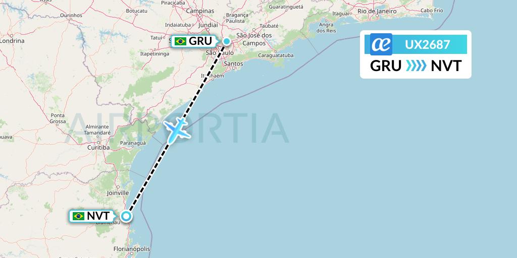 UX2687 Air Europa Flight Map: Sao Paulo to Navegantes