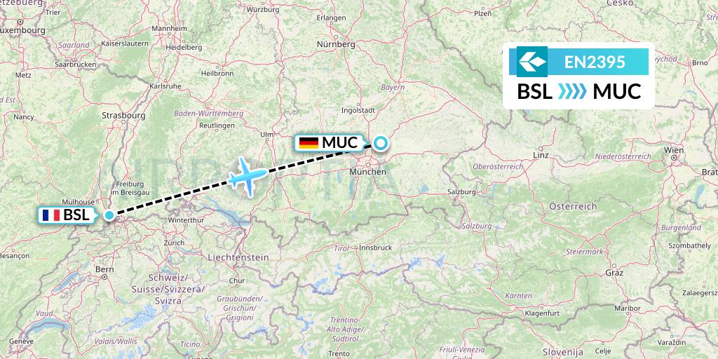 EN2395 Air Dolomiti Flight Map: Basel to Munich