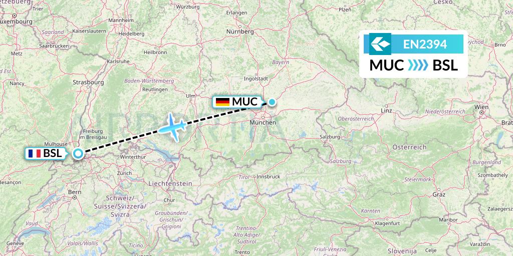 EN2394 Air Dolomiti Flight Map: Munich to Basel