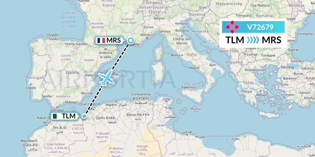 V72679 Volotea Flight Map: Tlemcen to Marseille