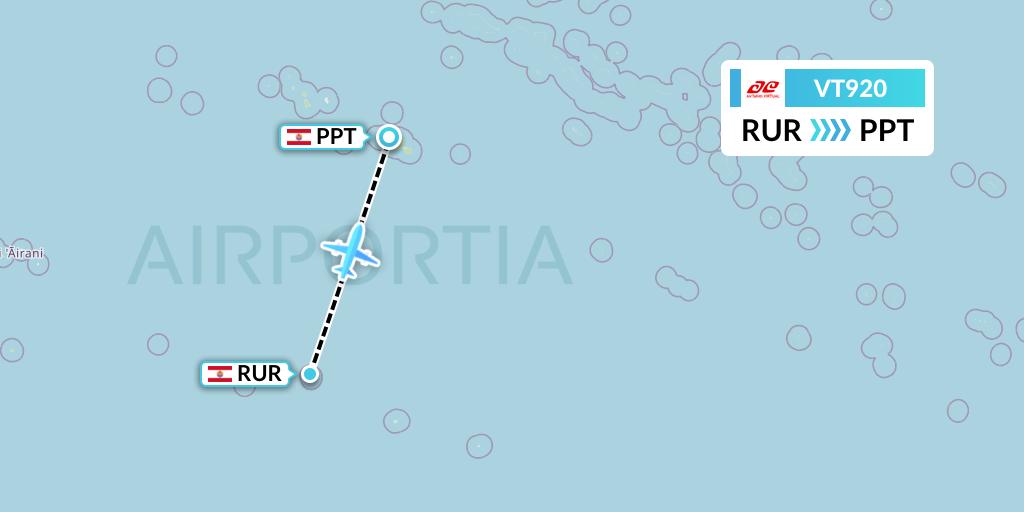 VT920 Air Tahiti Flight Map: French Polynesia to Papeete