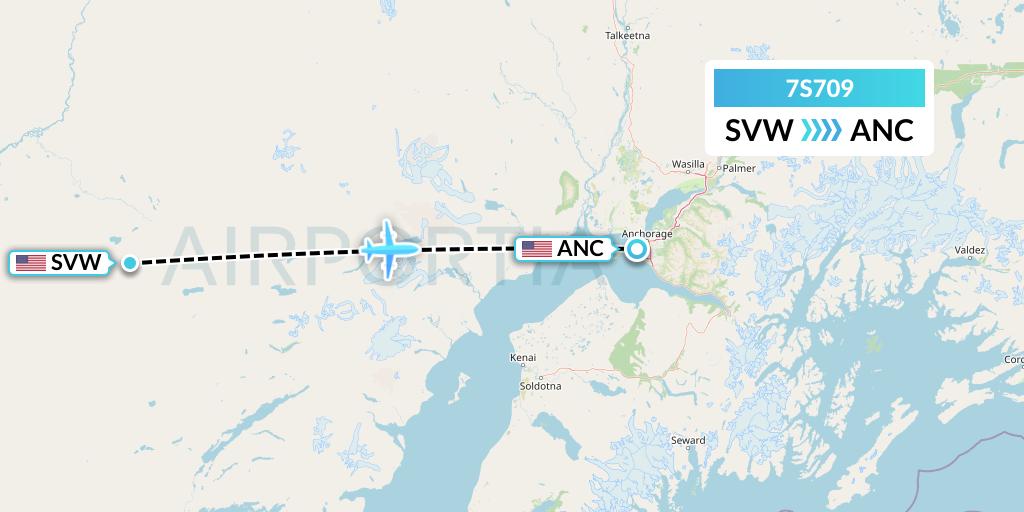 7S709 Ryan Air (USA) Flight Map: Sparrevohn to Anchorage
