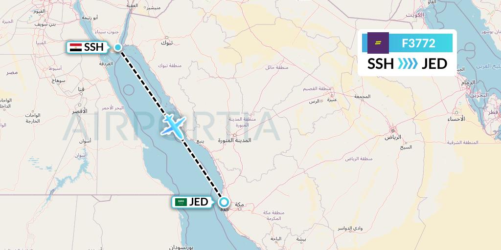 F3772 flydeal Flight Map: Sharm el-Sheikh to Jeddah