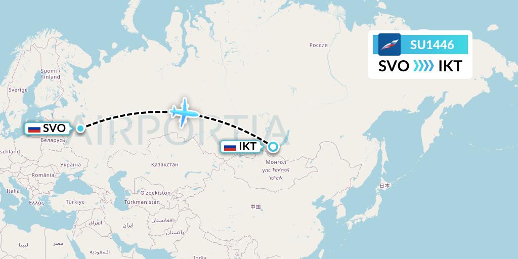SU1446 Aeroflot Flight Map: Moscow to Irkutsk