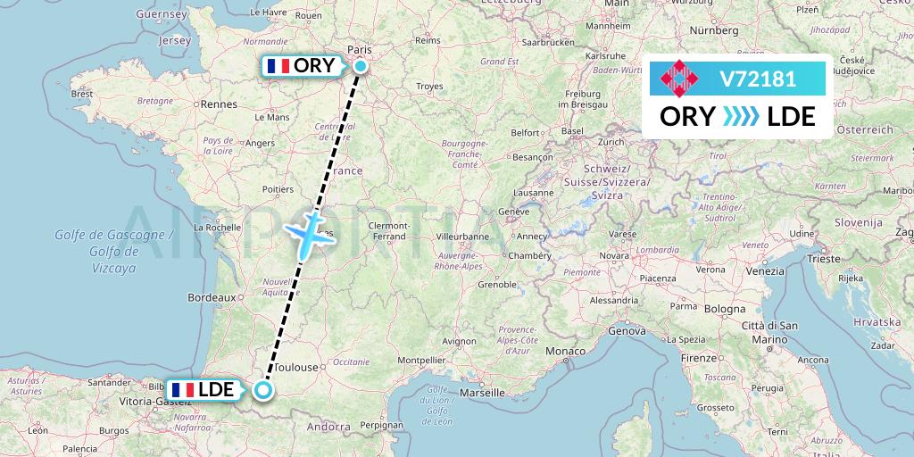 V72181 Volotea Flight Map: Paris to Tarbes
