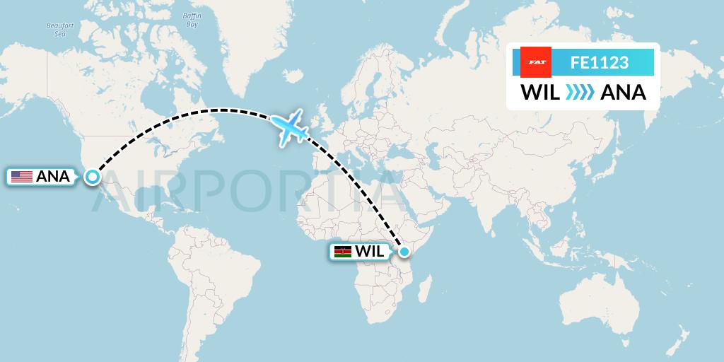 FE1123 Flight Status Far Eastern Air Transport Nairobi to Anaheim (FEA1123)