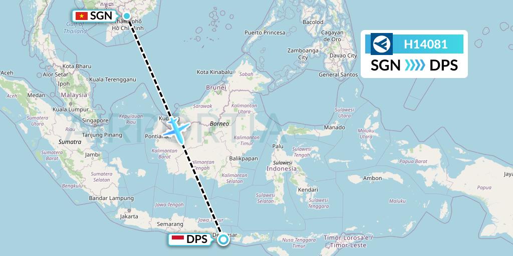 H14081 Hahn Air Systems Flight Map: Ho Chi Minh City to Denpasar