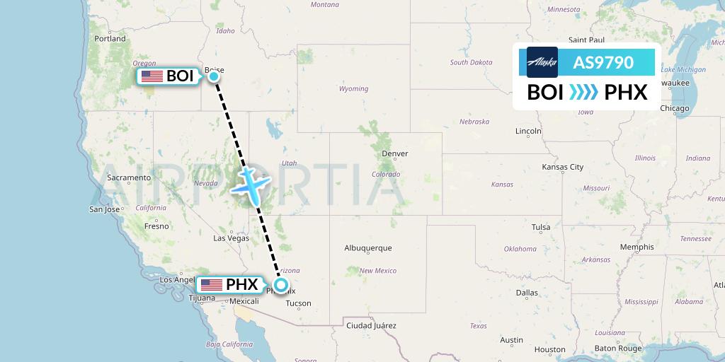 AS9790 Alaska Airlines Flight Map: Boise to Phoenix
