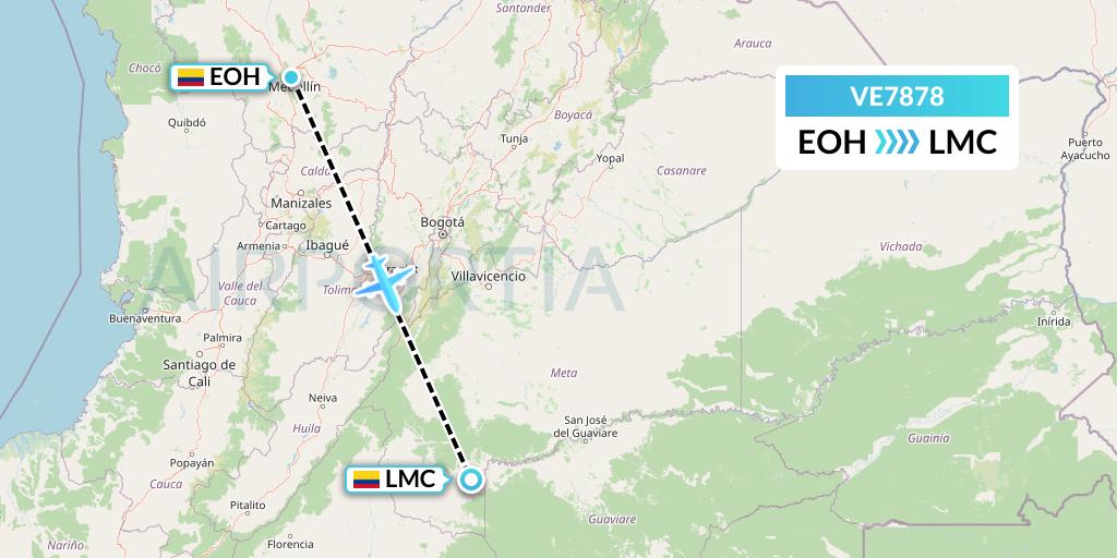 VE7878 Easyfly Flight Map: Medellin to La Macarena