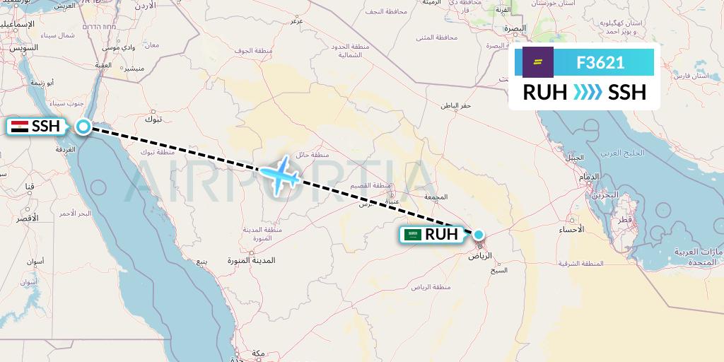 F3621 flydeal Flight Map: Riyadh to Sharm el-Sheikh
