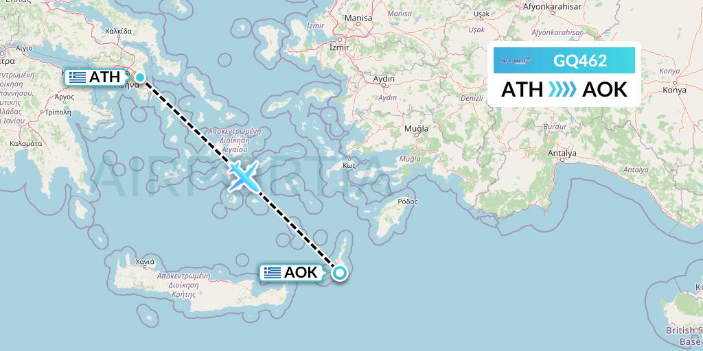 GQ462 Sky Express (Greece) Flight Map: Athens to Karpathos