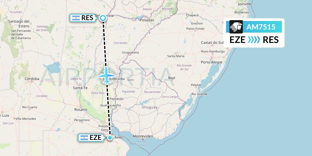 AM7515 Aeromexico Flight Map: Buenos Aires to Resistencia