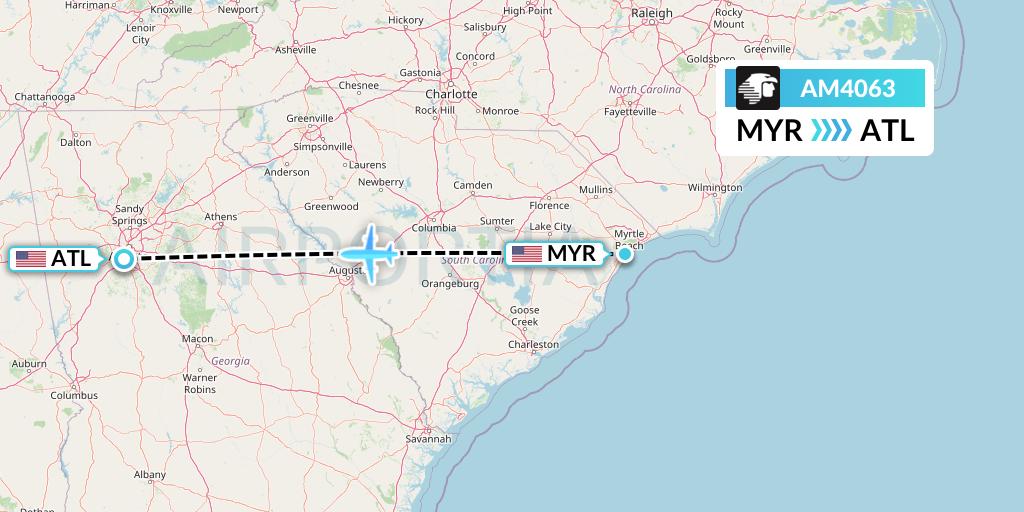 AM4063 Aeromexico Flight Map: Myrtle Beach to Atlanta