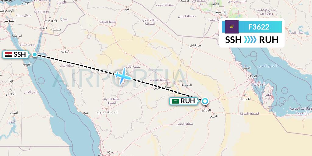 F3622 flydeal Flight Map: Sharm el-Sheikh to Riyadh