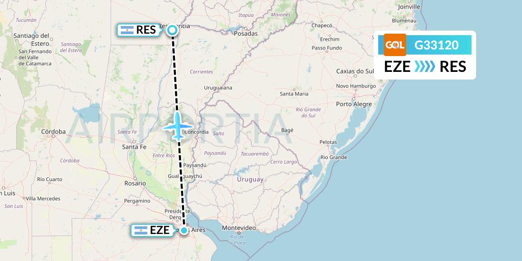 G33120 GOL Transportes Aeros Flight Map: Buenos Aires to Resistencia