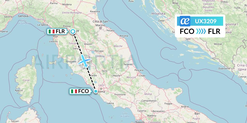 UX3209 Air Europa Flight Map: Rome to Florence