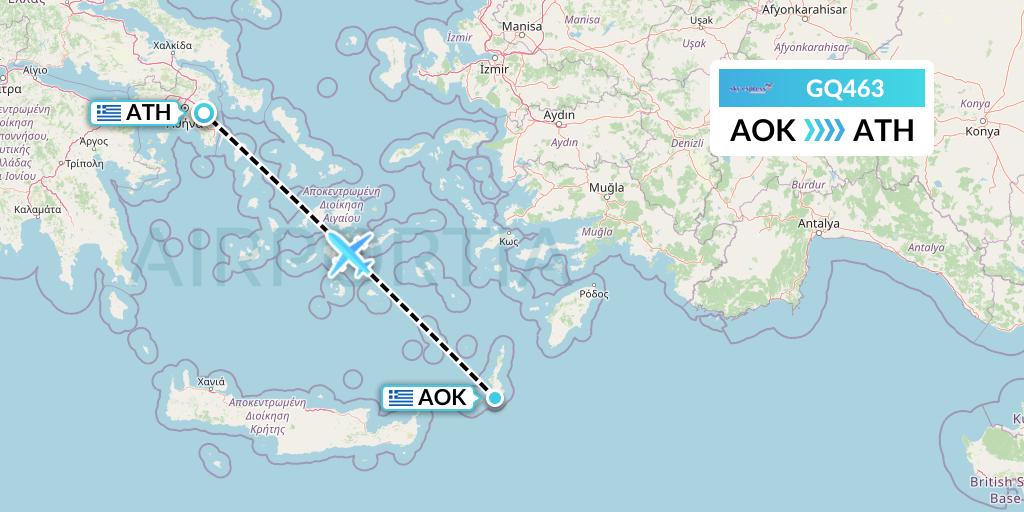 GQ463 Sky Express (Greece) Flight Map: Karpathos to Athens