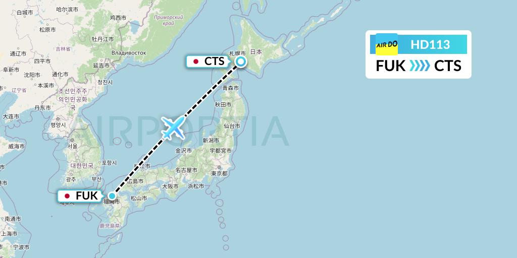 HD113 Air Do Flight Map: Fukuoka to Sapporo