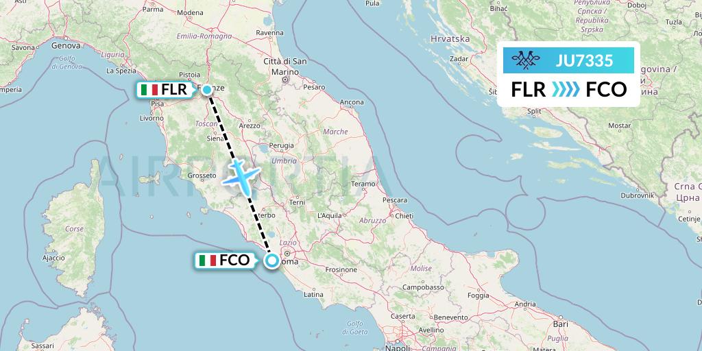 JU7335 AirSERBIA Flight Map: Florence to Rome