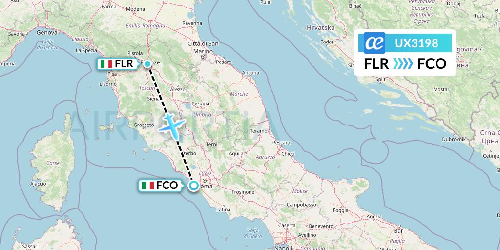UX3198 Air Europa Flight Map: Florence to Rome