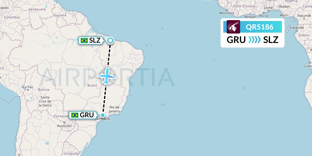 QR5186 Qatar Airways Flight Map: Sao Paulo to Sao Luis