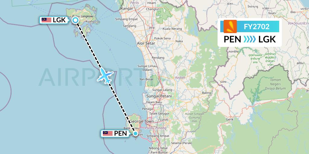 FY2702 Firefly Flight Map: Penang to Langkawi
