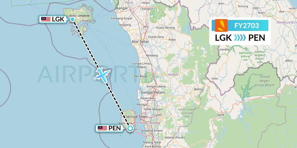 FY2703 Firefly Flight Map: Langkawi to Penang
