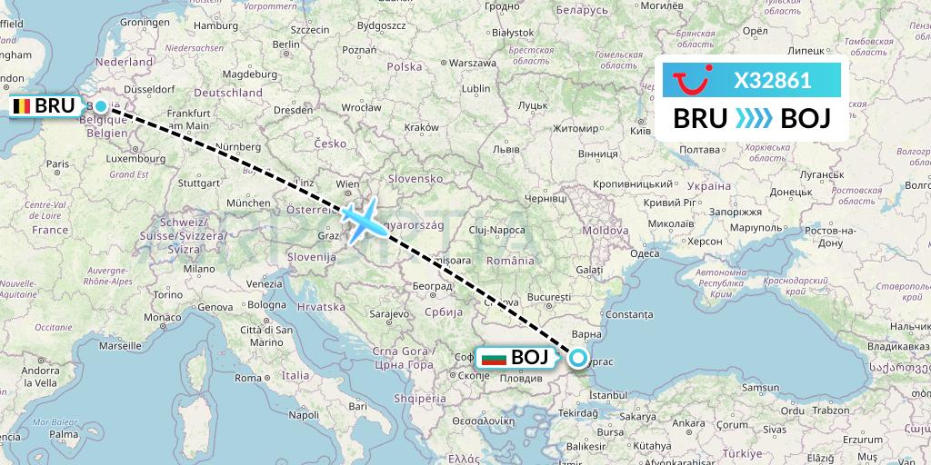 X32861 TUI fly Germany Flight Map: Brussels to Burgas