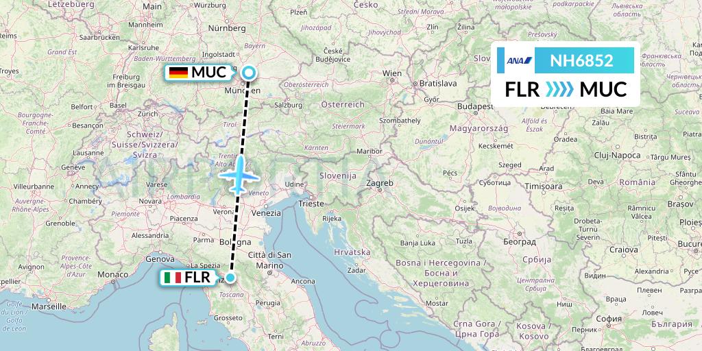 NH6852 All Nippon Airways Flight Map: Florence to Munich