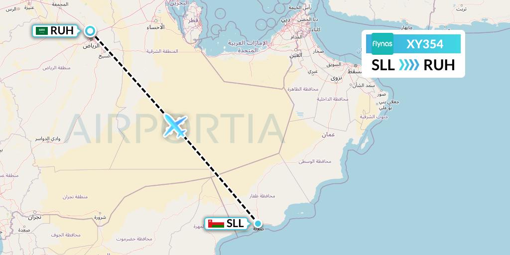 XY354 Flynas Flight Map: Salalah to Riyadh