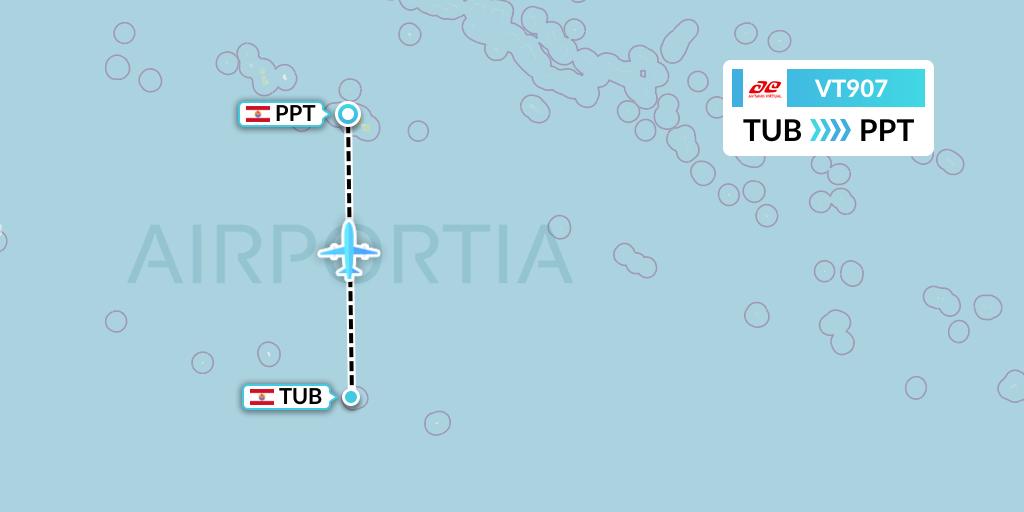 VT907 Air Tahiti Flight Map: French Polynesia to Papeete