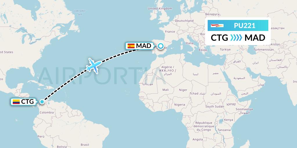 PU221 Plus Ultra Flight Map: Cartagena to Madrid