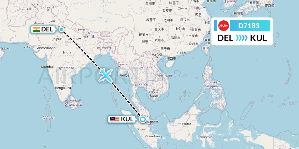 D7183 Flight Status AirAsia X Delhi to Kuala Lumpur (XAX183)