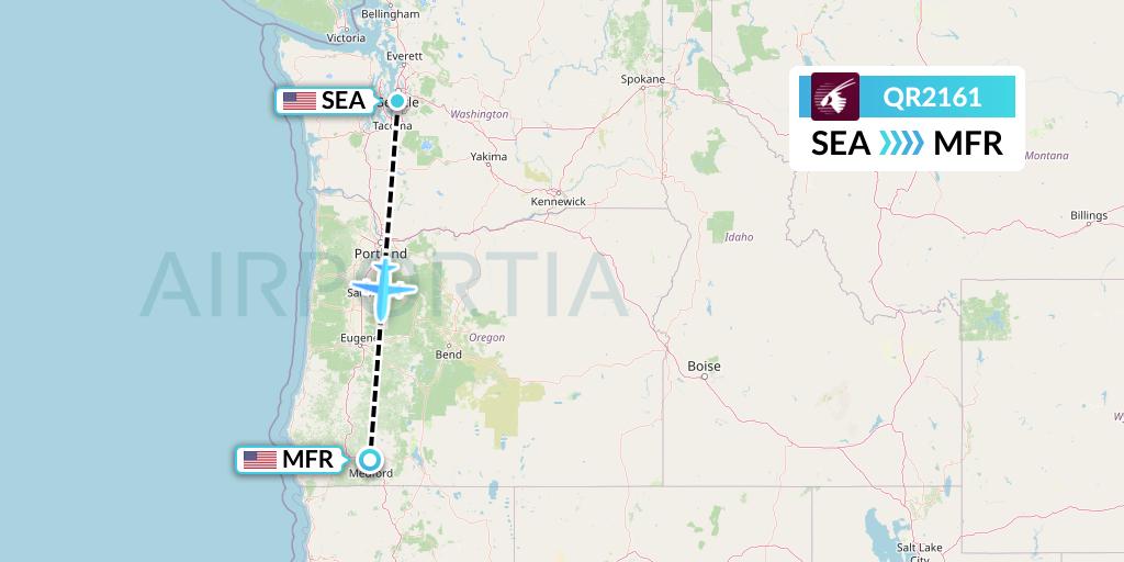 QR2161 Qatar Airways Flight Map: Seattle to Medford