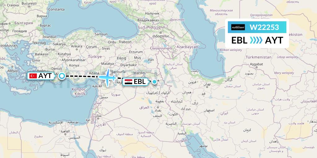 W22253 Flex Flight Flight Map: Arbil to Antalya