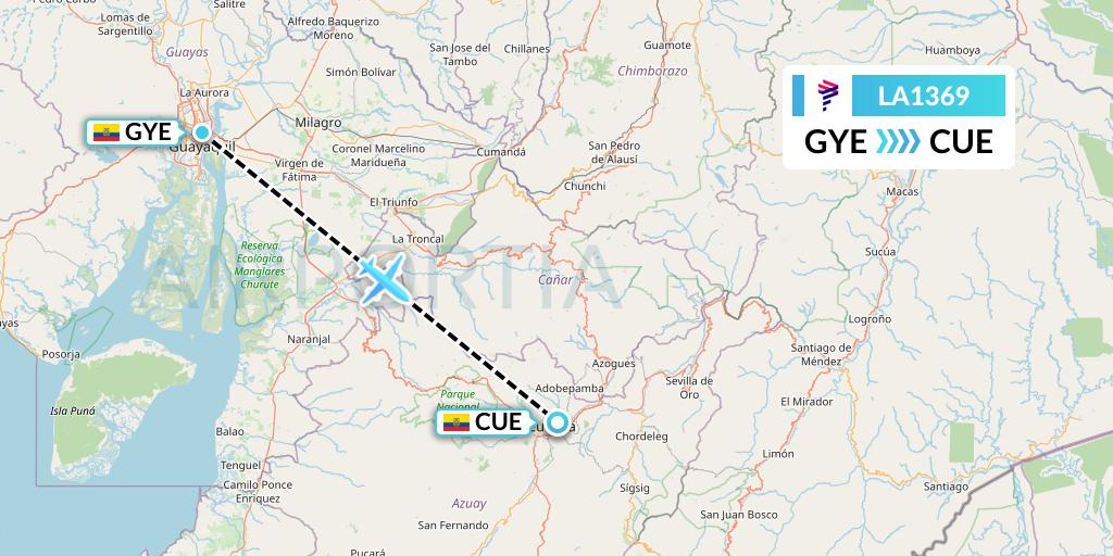 LA1369 LAN Airlines Flight Map: Guayaquil to Cuenca