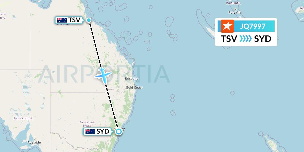JQ7997 Jetstar Airways Flight Map: Townsville to Sydney