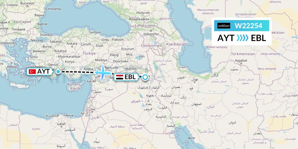 W22254 Flex Flight Flight Map: Antalya to Arbil