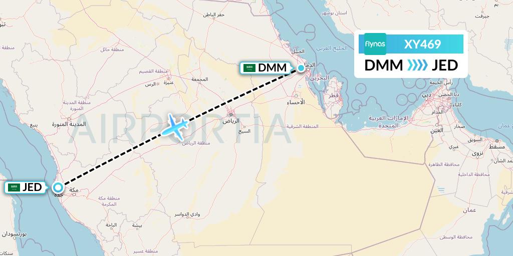 XY469 Flynas Flight Map: Dammam to Jeddah