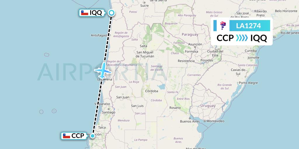 LA1274 Flight Status LAN Airlines Concepcion to Iquique (LAN1274)