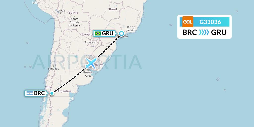 G33036 GOL Transportes Aeros Flight Map: San Carlos de Bariloche to Sao Paulo