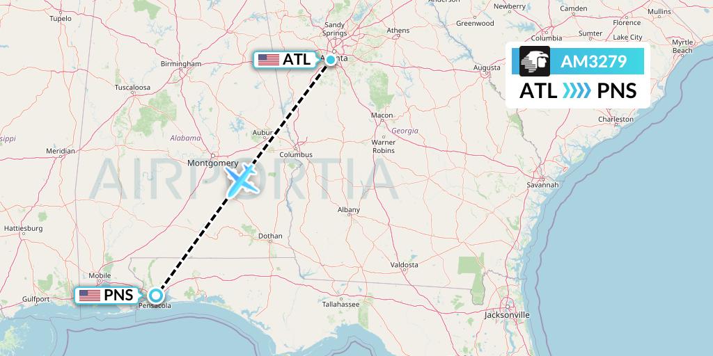 AM3279 Aeromexico Flight Map: Atlanta to Pensacola