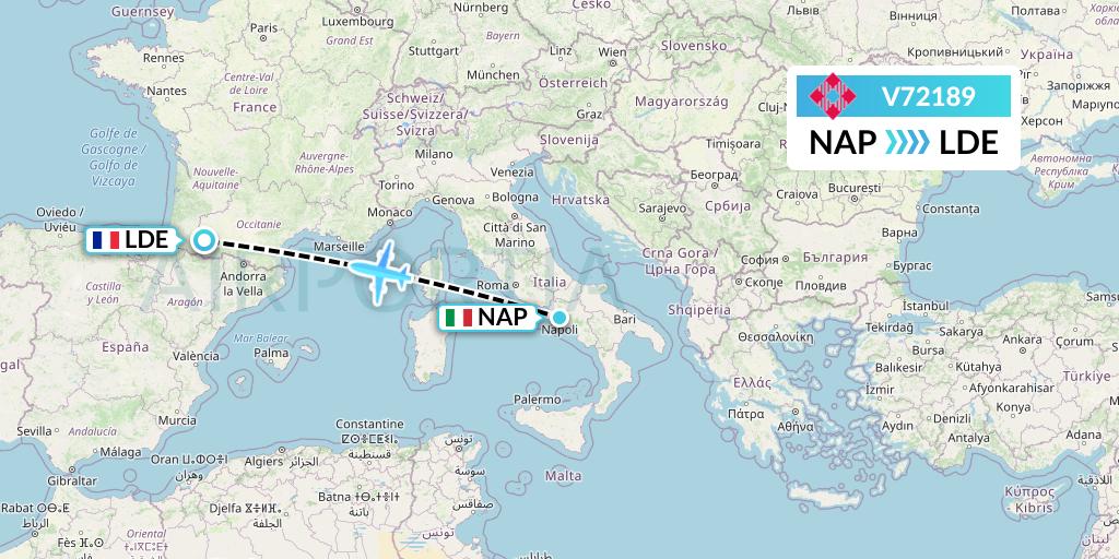 V72189 Volotea Flight Map: Naples to Tarbes