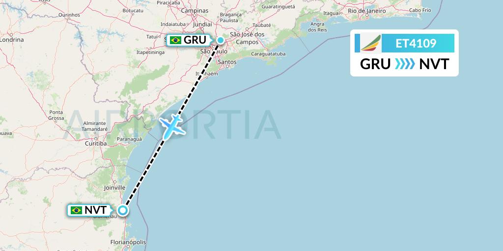 ET4109 Ethiopian Airlines Flight Map: Sao Paulo to Navegantes