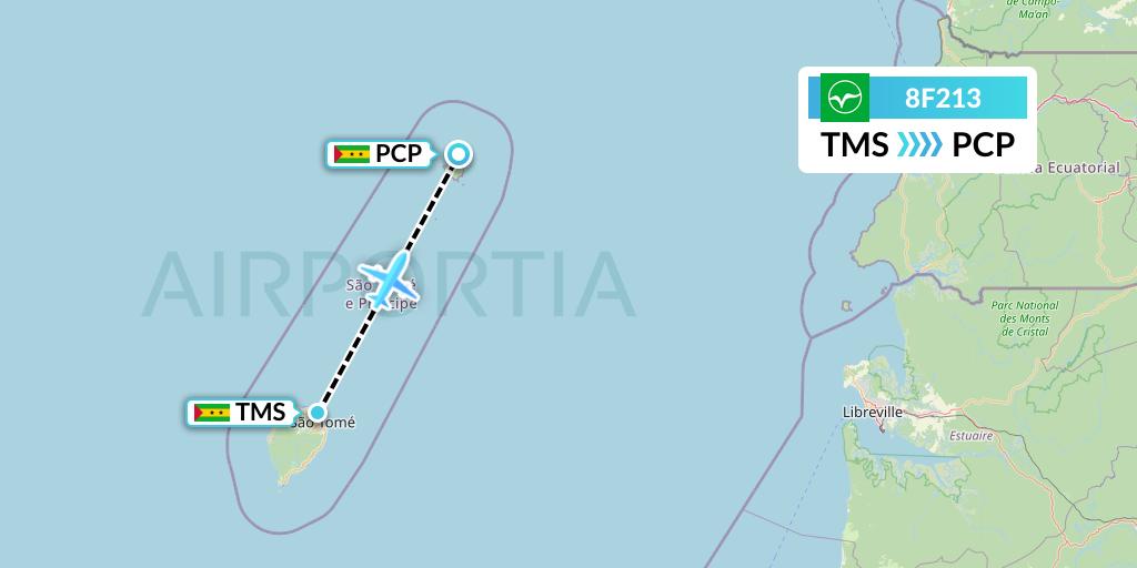 8F213 STP Airways Flight Map: Sao Tome to Sao Tome and Principe