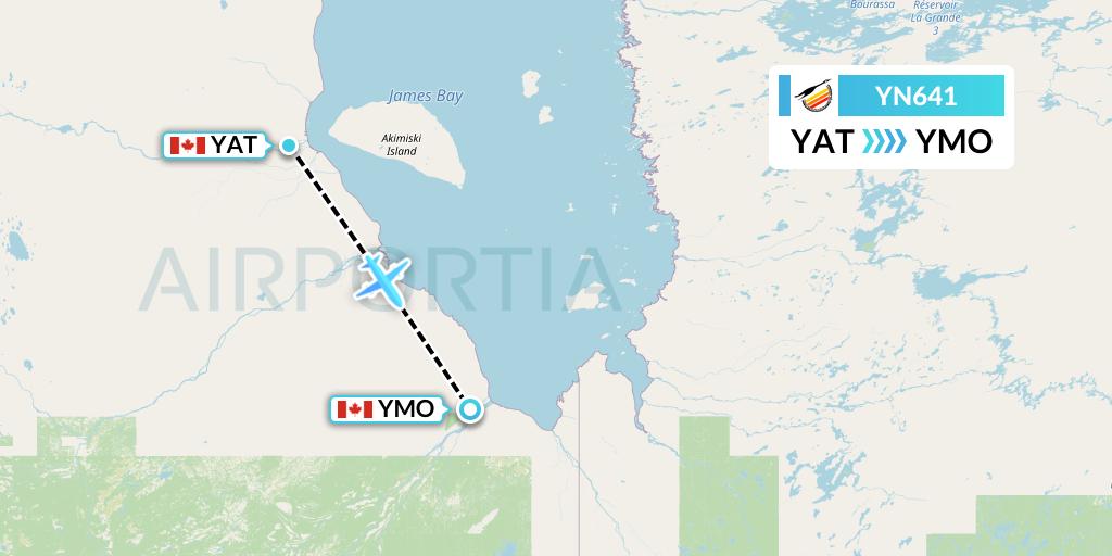 YN641 Air Creebec Flight Map: Attawapiskat to Moosonee