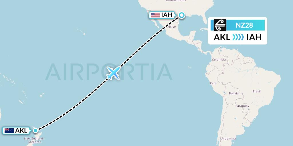 NZ28 Flight Status Air New Zealand Auckland to Houston (ANZ28)
