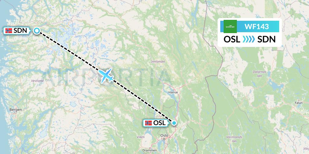 WF143 Wideroe Flight Map: Oslo to Sandane