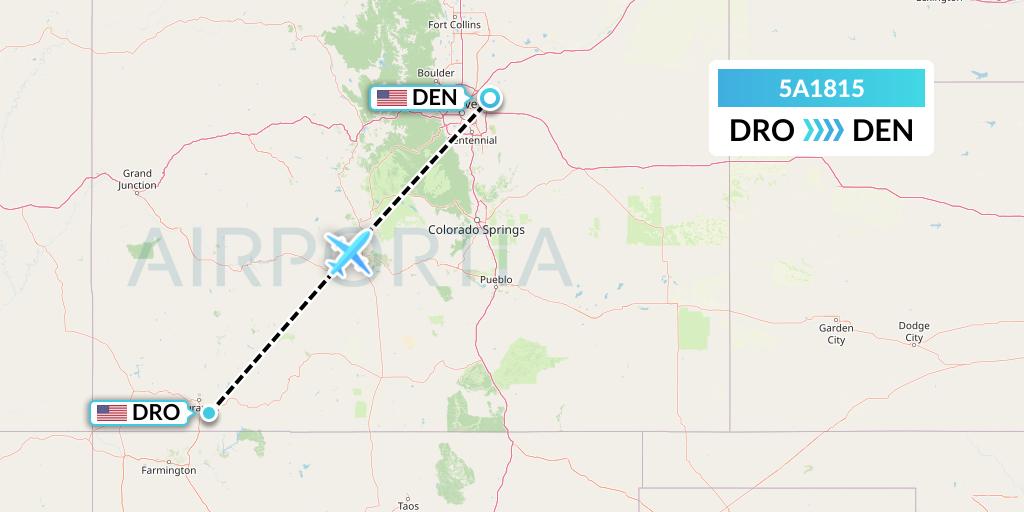 5A1815 Alpine Air Express Flight Map: Durango to Denver